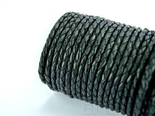 3 mm Lederband geflochten Black Full schwarz 50 cm